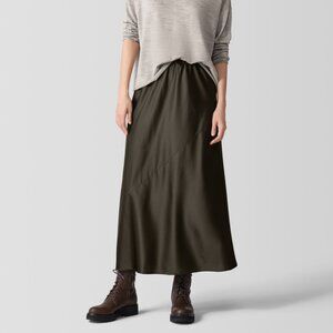 NWT Eileen Fisher WREN Stretch Silk Charmeuse Bias Skirt